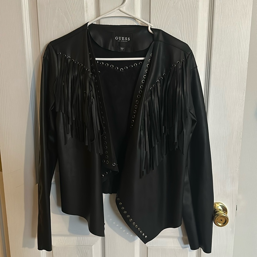 Guess Fringe Fuax Leather Jacket